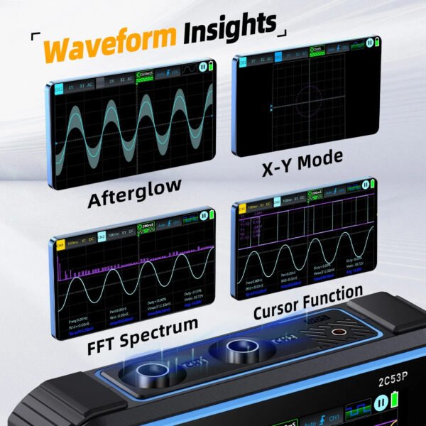 FNIRSI 2C53P 3-IN-1 Dual Channel Digital Oscilloscope+Multimeter+Signal Generator 4.3" Touch Screen 50MHz 250Ms/S 19999 Counts - Image 4