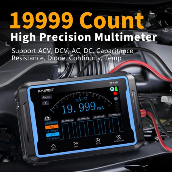 FNIRSI 2C53P 3-IN-1 Dual Channel Digital Oscilloscope+Multimeter+Signal Generator 4.3" Touch Screen 50MHz 250Ms/S 19999 Counts - Image 5