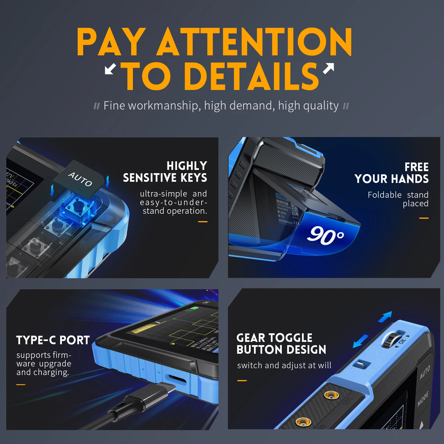 FNIRSI DSO153 Digital Portable Oscilloscope Signal Generator 2in1 1MHz Bandwidth 5MSa/s Sampling Rate Electronics Repair Tools - Image 6