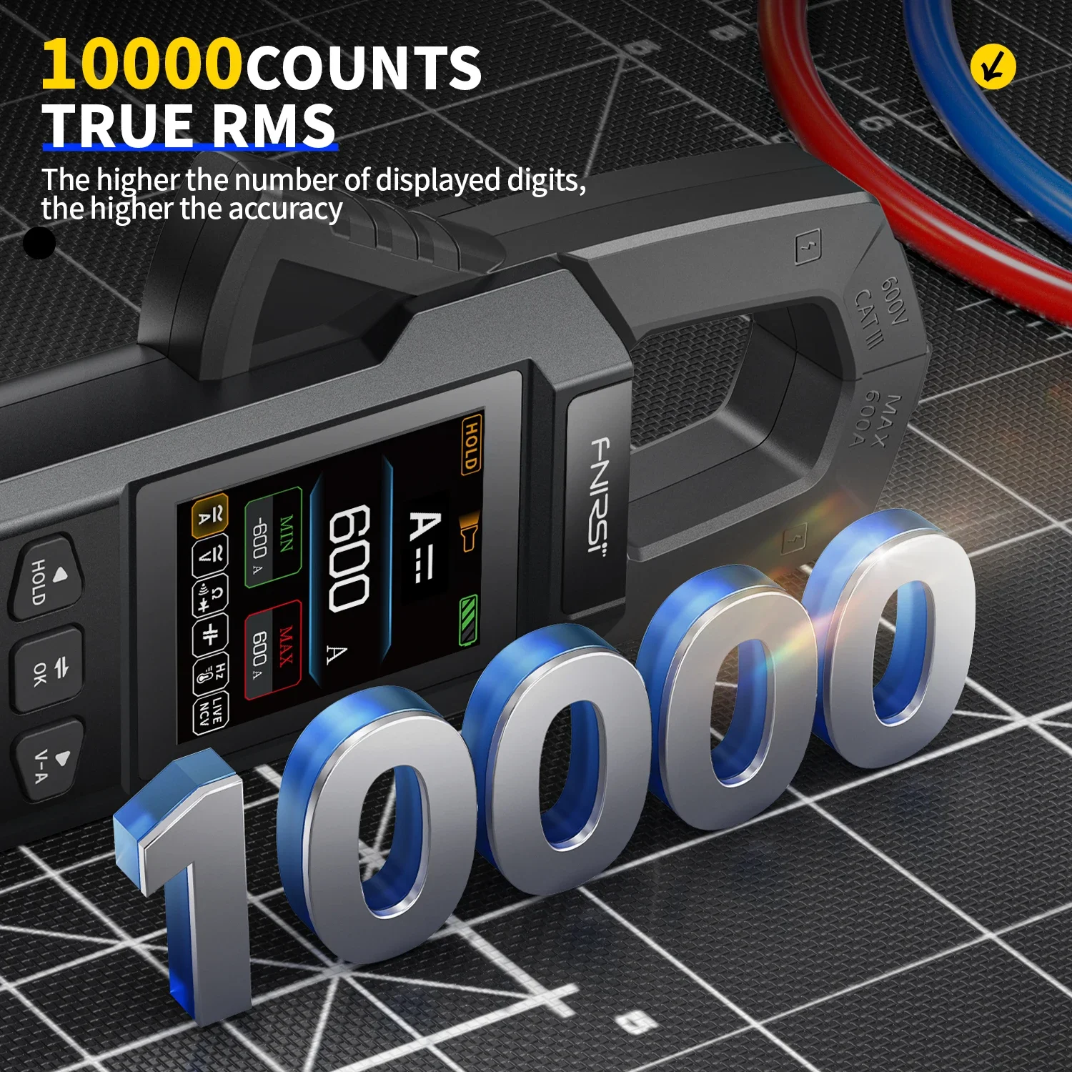 FNIRSI DMC-100 High Precision Digital Clamp Meter Multimeter Automatic Intelligent Voltmeter Ammeter 600A 10000 Counts TRMS NCV - Image 3