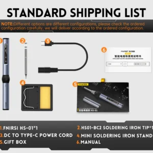 FNIRSI HS-01 Adjustable Temperature Soldering Iron DC 24V 80-420℃ Welding Solder Rework Station PD 65W Portable Repair Tool
