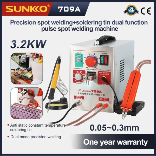 SUNKKO 709A Spot Welder 3.2KW Pulse Spot Welding Machine for18650 Lithium Battery Pack Welding Machine With Remote Soldering Pen