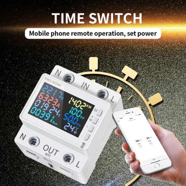 Tuya WiFi 8in1 Power Meter 2P AC Energy Meter APP Control 170-270V/63A Voltage and Current Meter Electricity Meter Smart Life - Image 2