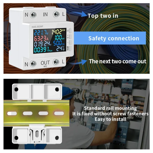 Tuya WiFi 8in1 Power Meter 2P AC Energy Meter APP Control 170-270V/63A Voltage and Current Meter Electricity Meter Smart Life - Image 4